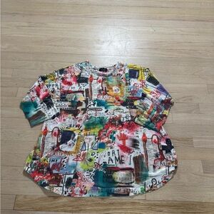 Colorful Abstract Print Women's Long Sleeve Shirt